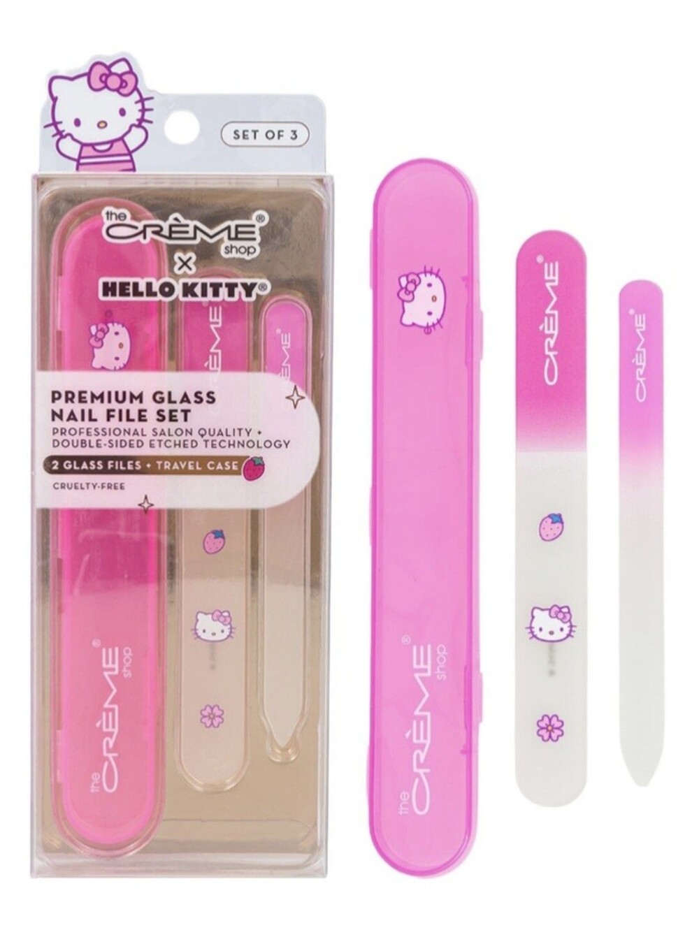The Crème Shop x Hello Kitty Premium Glass Nail File Set with PinkTravel Case